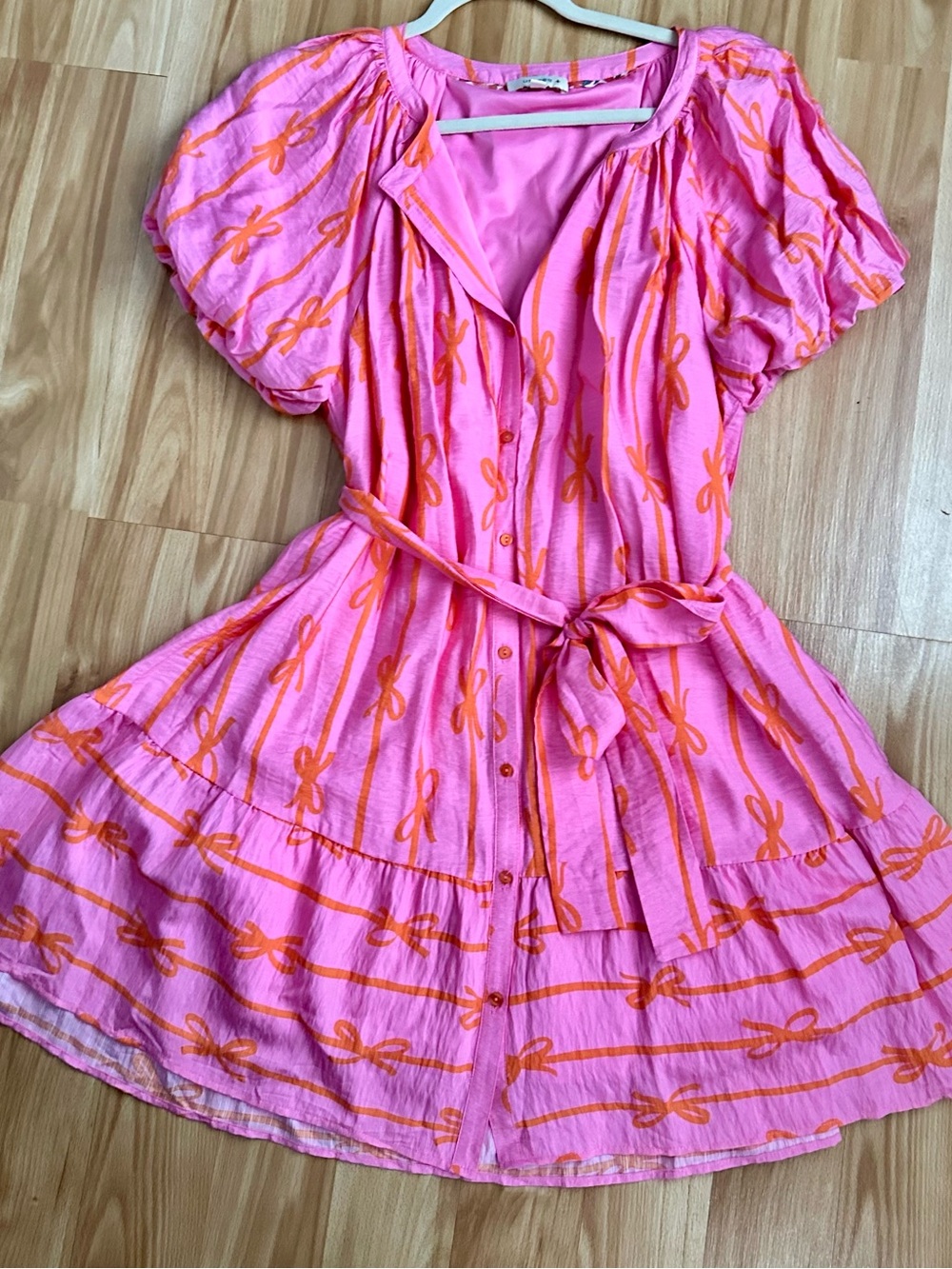 Umgee Pink Dress with Orange Bow Print